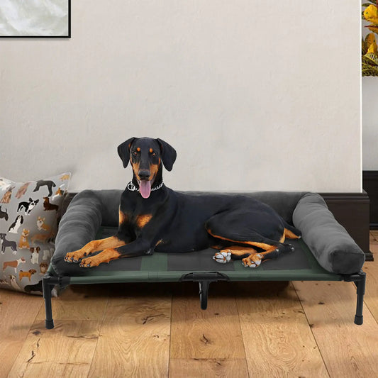 BINGOPAW Elevated Dog Bed Lounger With Detachable Plush Bolster