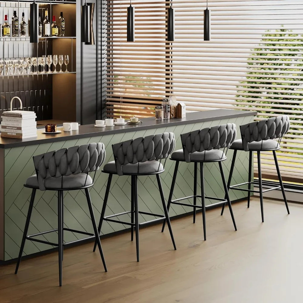 XIAOLANG Modern Counter Height Velvet Woven Back Bar Stools