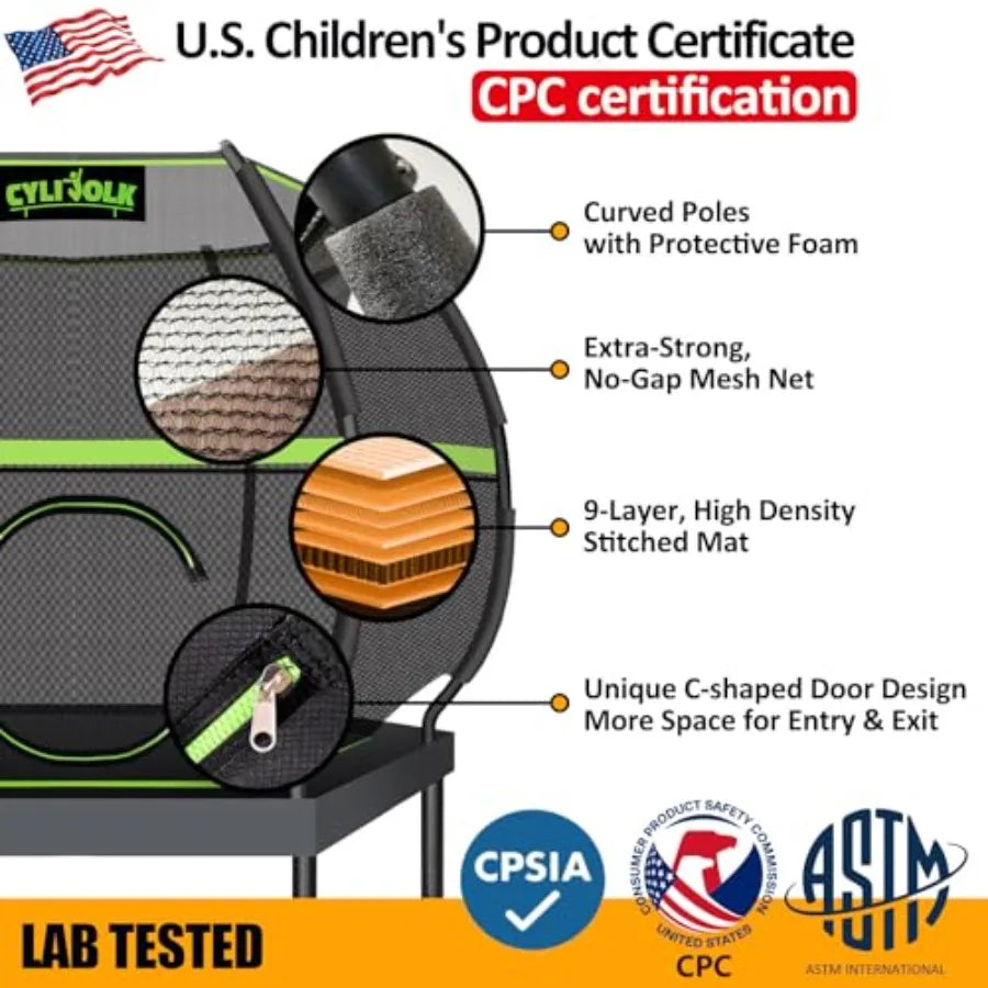 Heavy Duty Trampoline With Safety Enclosure For Indoor Outdoor Use