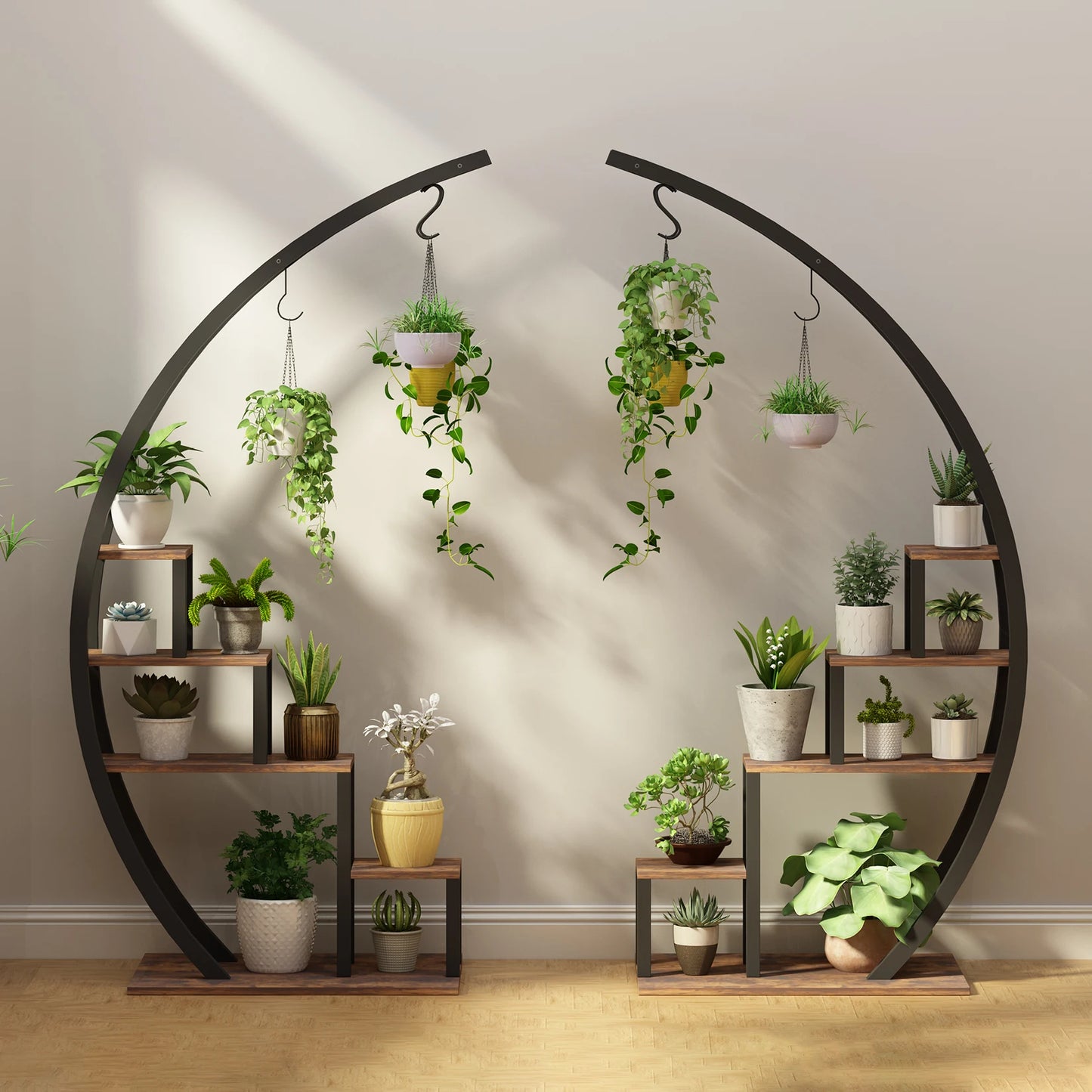 TWISTER.CK 5 Tier Half Moon Metal Plant Stand 2-Pack