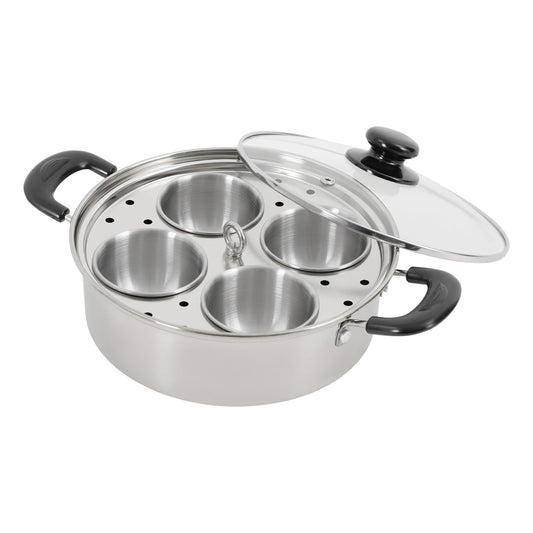 Bymaocar Stainless Steel Egg Steamer Pot With Glass Lid Rack