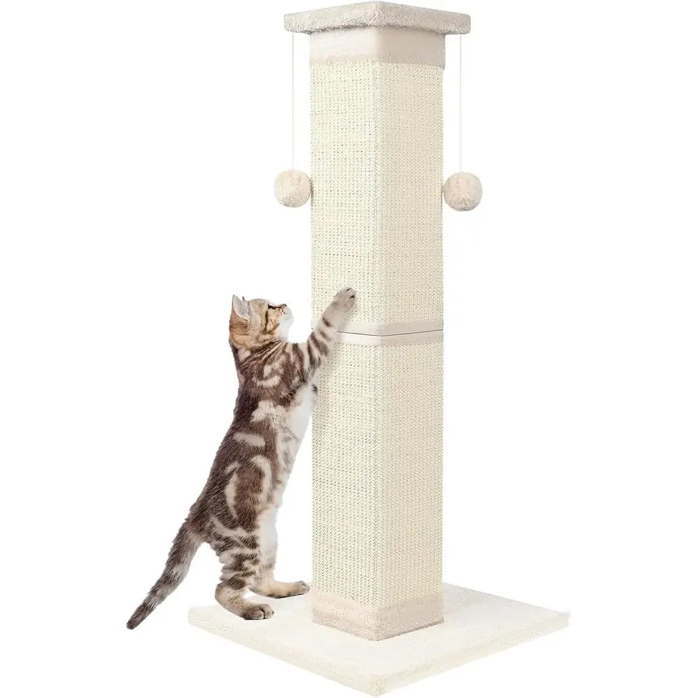 33 Inch Nature Sisal Cat Scratch Post for Indoor Cats, Large Cat Scratcher Protect Your Furniture, All Breeds