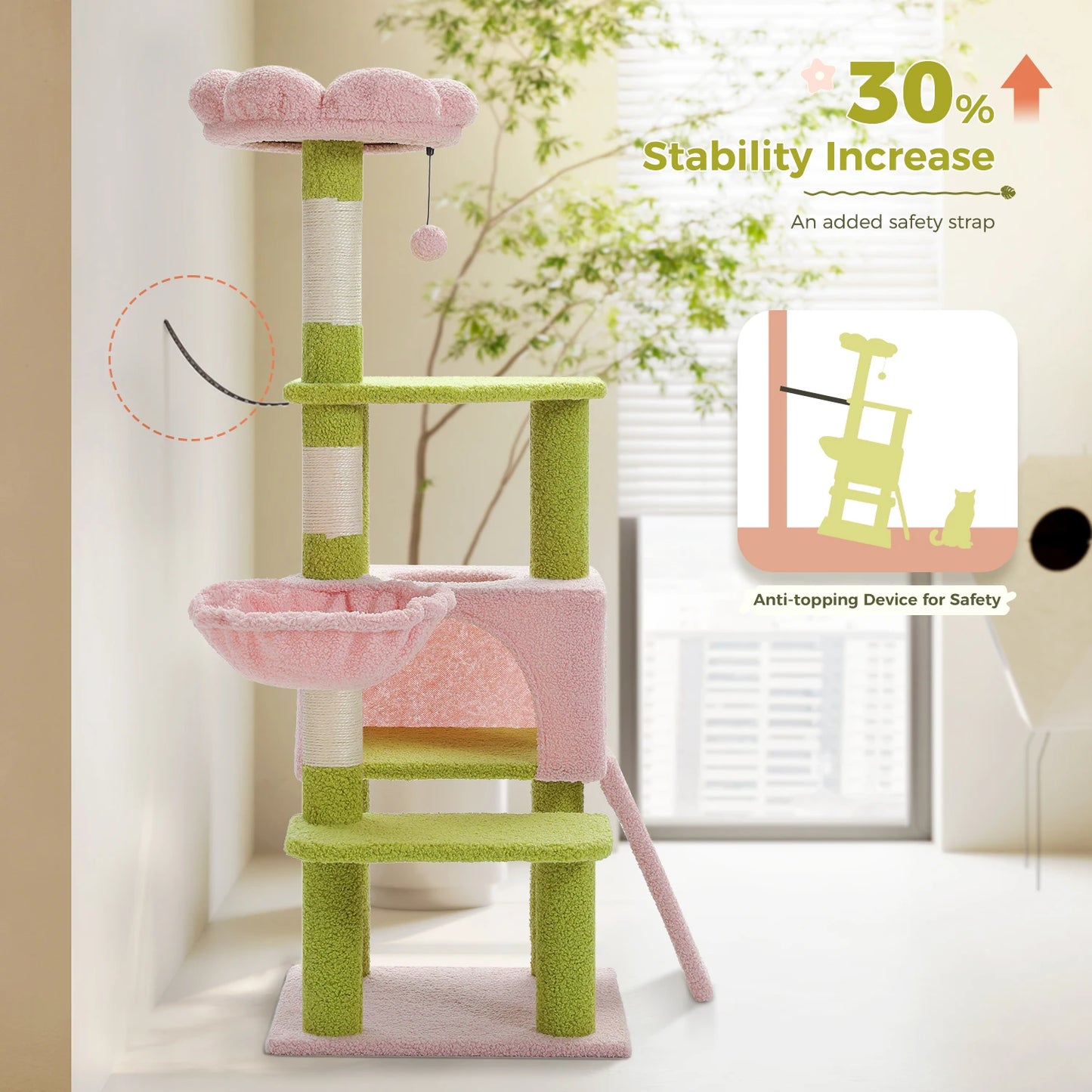 PAWZ Road Flower Cat Tree Tower With Sisal Scratching Posts