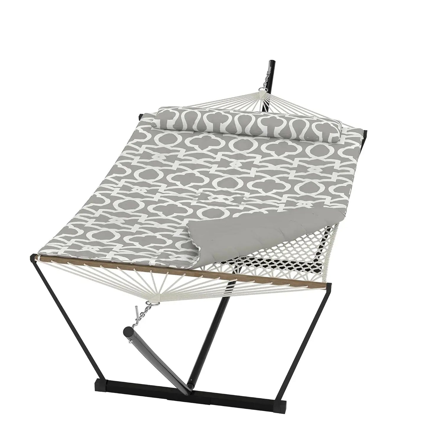 Heavy Duty Double Hammock With Stand Pillow 450lbs Capacity