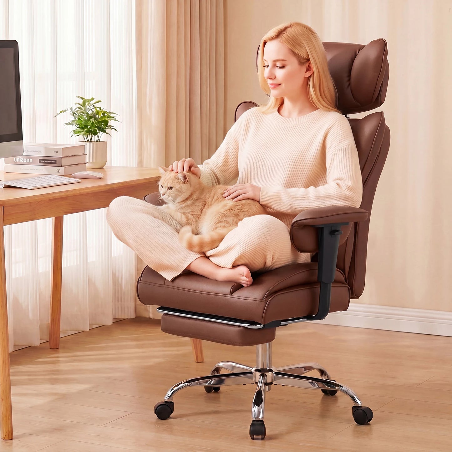 JHK Ergonomic Adjustable Armrests Gaming Chair With Pocket Leather
