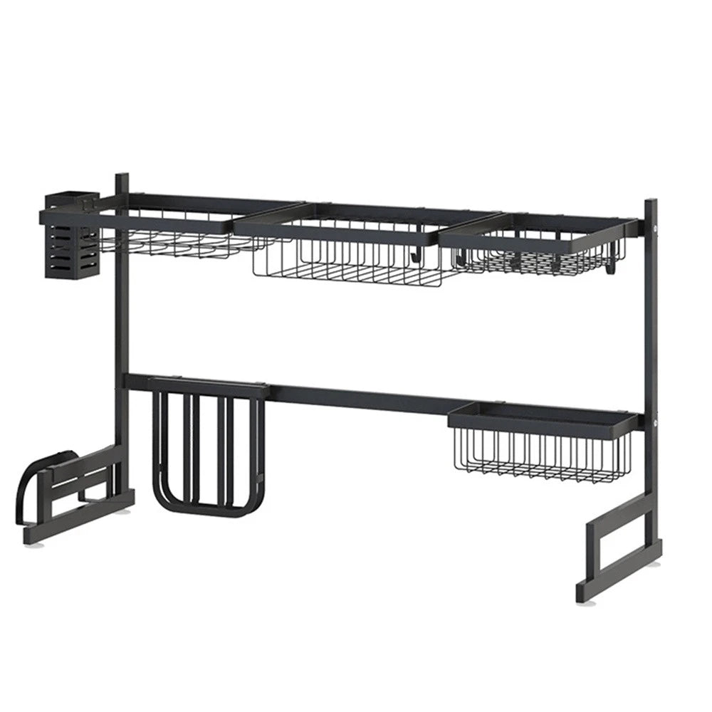 Over The Sink Dish Drying Rack With Utensil Holder