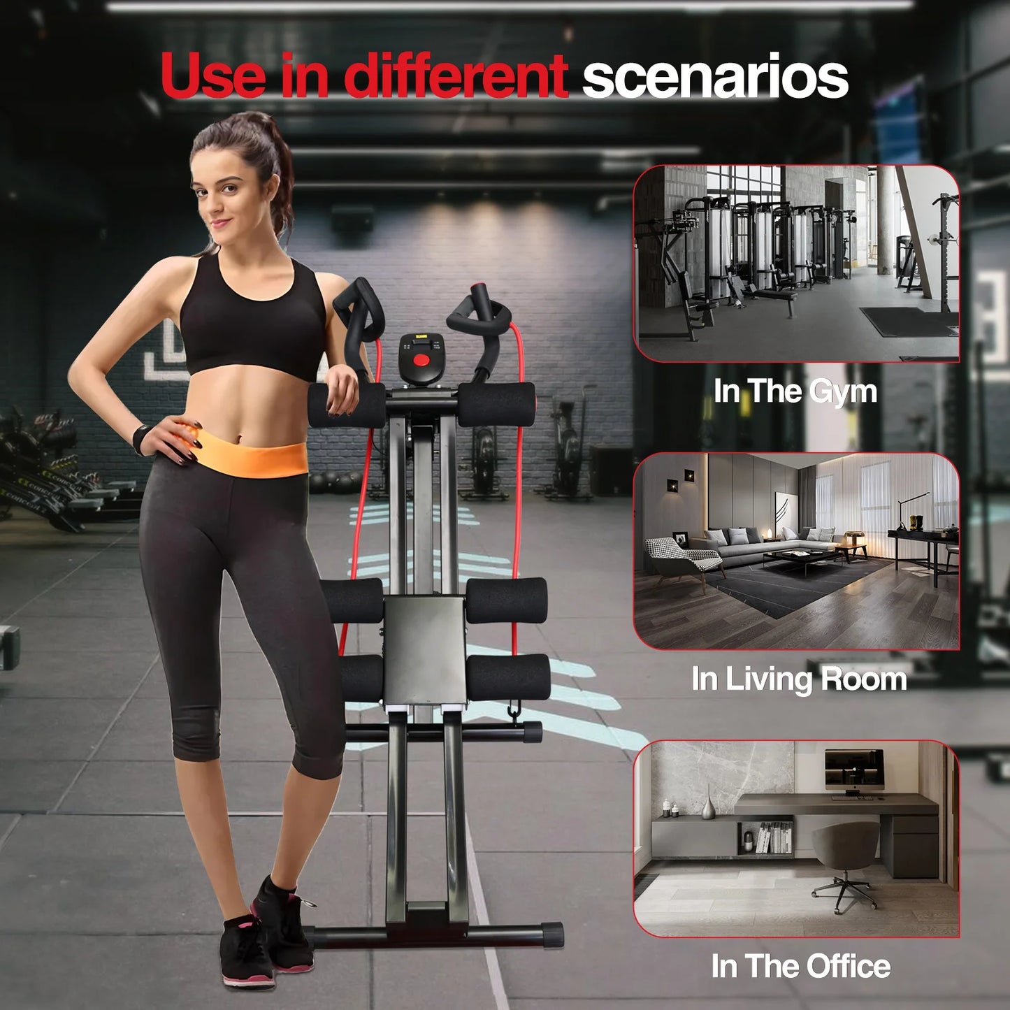 Foldable Ab Machine With LCD Display For Home Abdominal Trainer