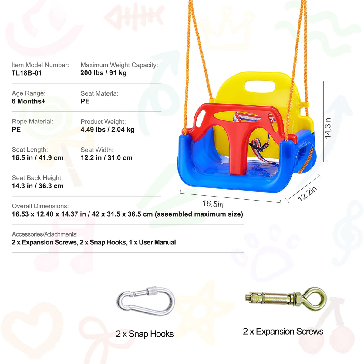 SucceBuy Tree Swing, 40In Saucer Swing 750lbs Capacity 900D Oxford Fabric Swing Seat with 2 Hanging Straps for Kids Outdoor Blue