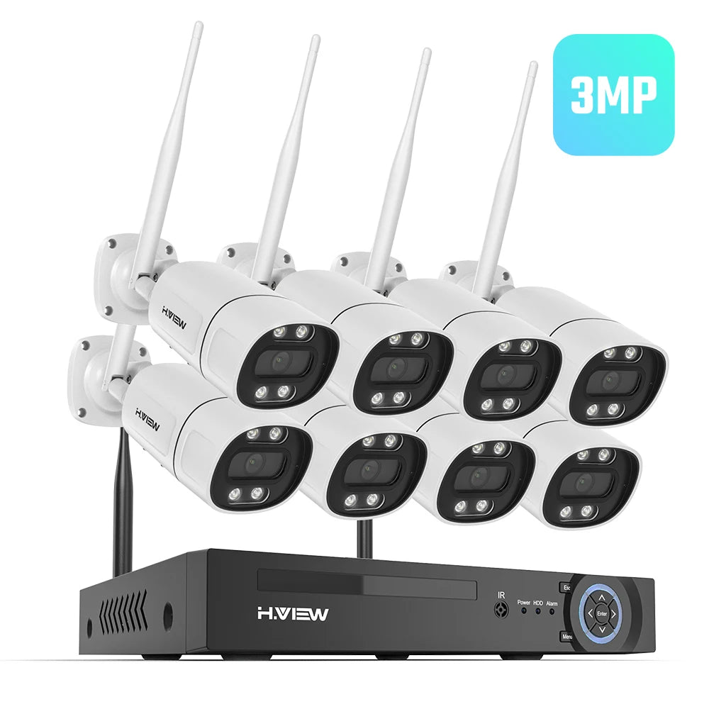 H.VIEW 8 Channel Wireless Security System With 3MP 5MP Cameras