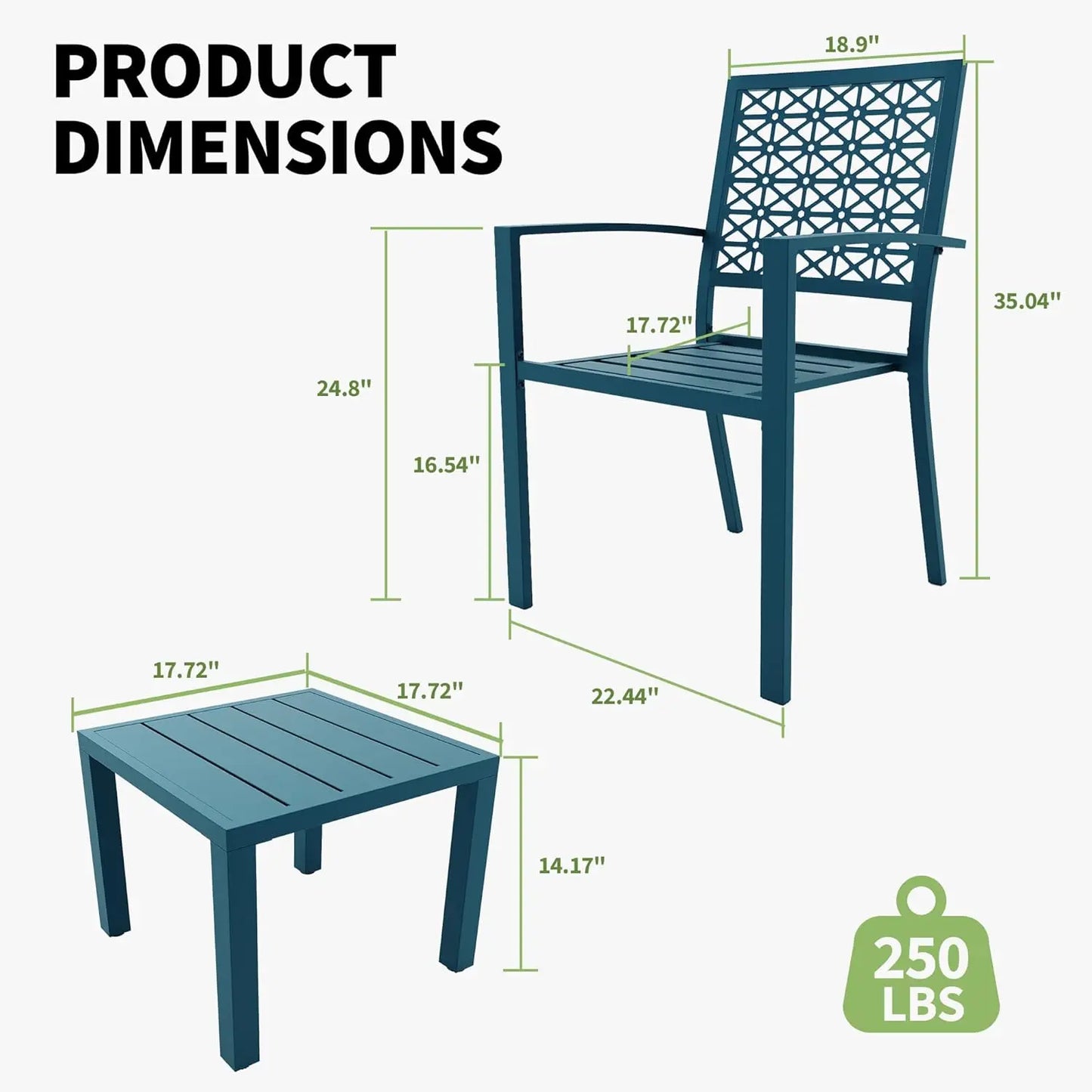 TWISTER.CK Patio Bistro Set 3 Piece With Table And Two Chairs