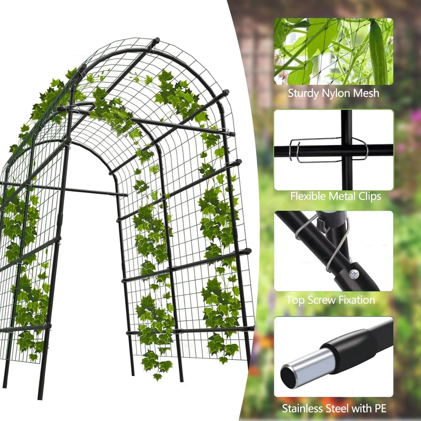 HiMISS Garden Arch Trellis For Climbing Vines And Vegetables
