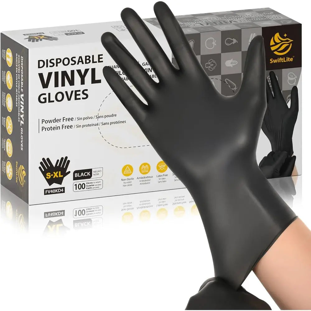Disposable Latex Gloves Free & Powder Free, Ideal for Cleaning, Cooking, Food Prep