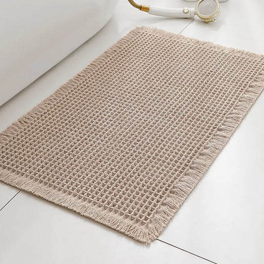 Waffle Bath Mat Non Slip Rubber Backed, Machine Washable, Ultra-Soft