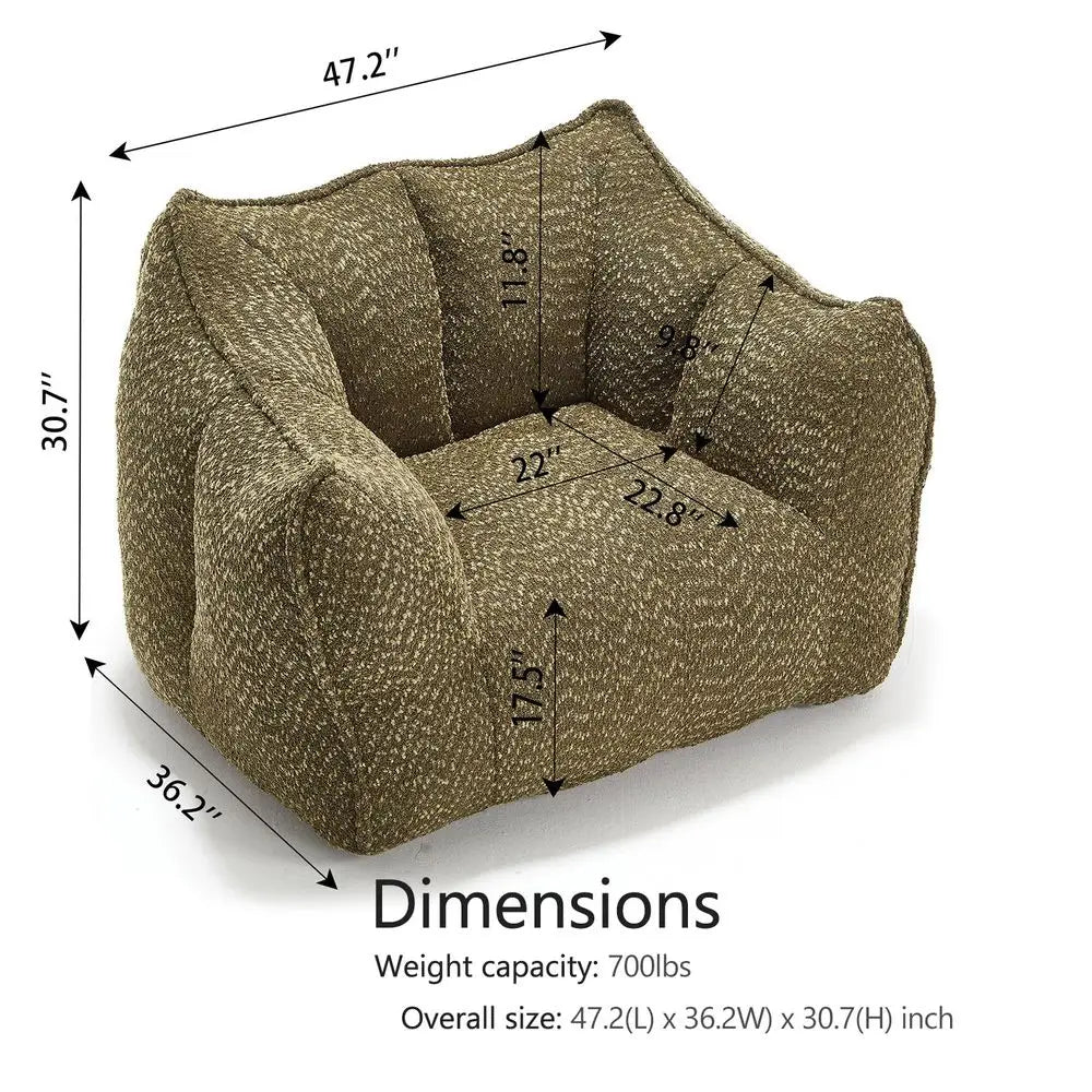 Bean Bag Sofa Chairs, Oversized Bean Bag Couch, Modern Lazy Sofa Chair with Memory Foam Filled, Floor Lounge Chair for Living R