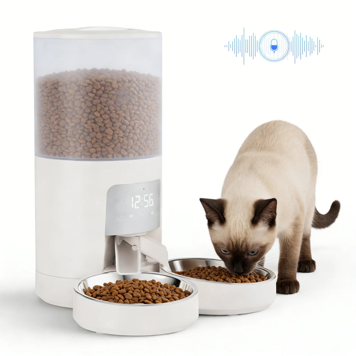 Automatic Timed Pet Feeder With Dual Stainless Bowls