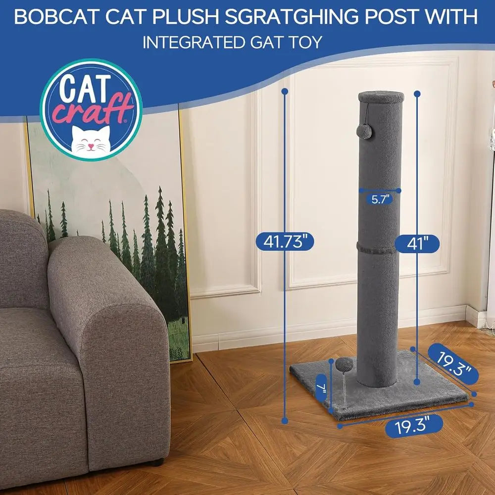 Cat Scratching Post Carpet Scratching Post 41 for Indoor Cats, Tall Cat Scratch Post, Carpet Cat Scratcher with Replaceable Toys