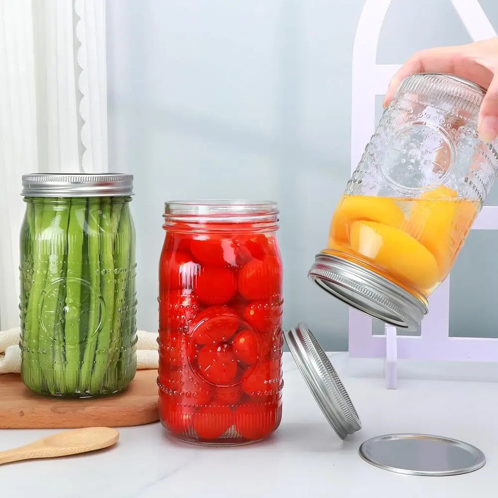 Glass Canning Jars With Airtight Lids For Pickling And Preserving