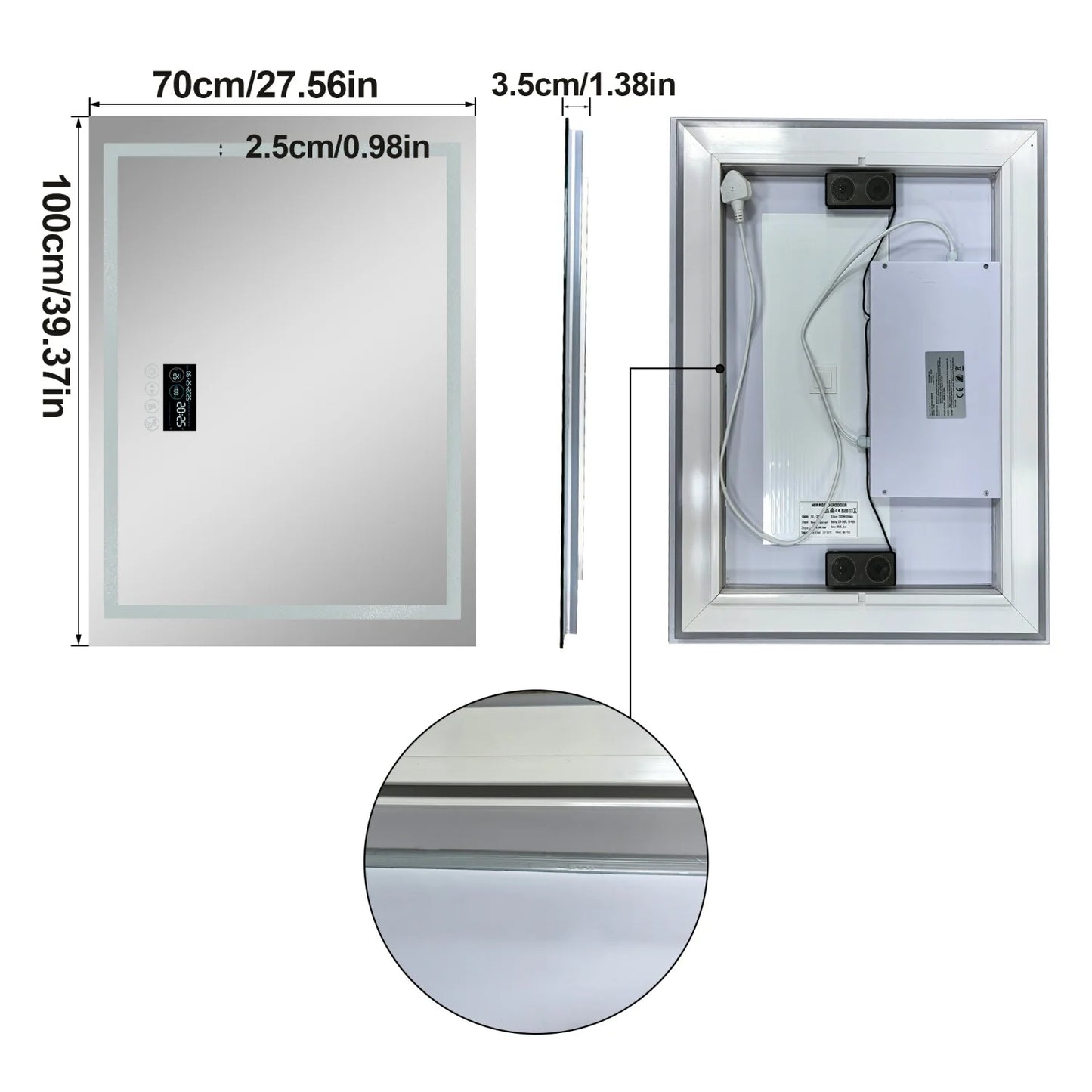 Bluetooth LED Bathroom Mirror With Dual Speakers Antifog Backlight Dimmable