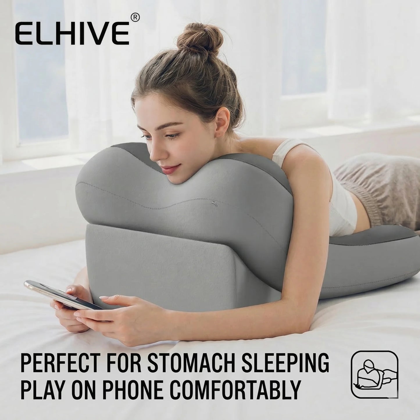 Adjustable Bed Wedge Pillow Memory Foam Backrest for Sitting up in Bed, Large Ergonomic Back Neck Lumbar Support Pillow for Reading Relaxing Gaming, 2-Piece Split Design, Non-Slip Base