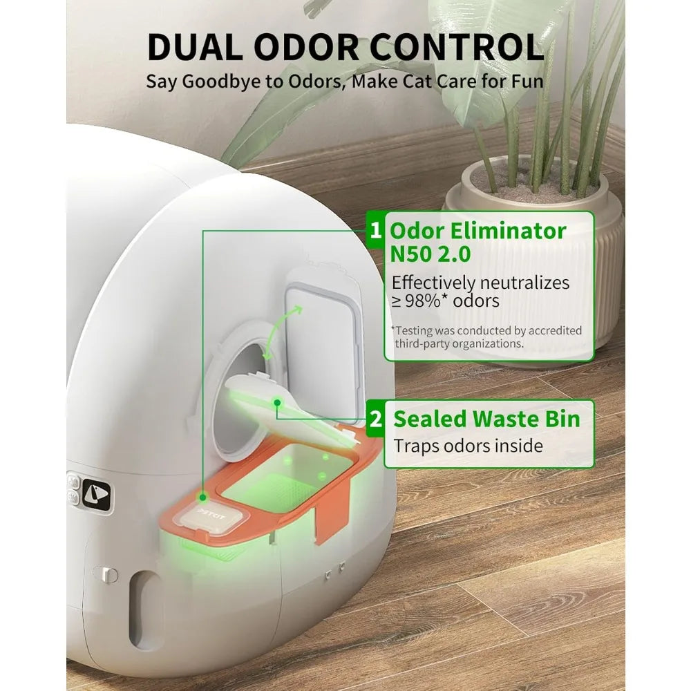 PuraMax 2 Automatic Self-Cleaning Cat Litter Box, App Control Automatic Litter Box with Safety Sensors, Odor Free &, Customized