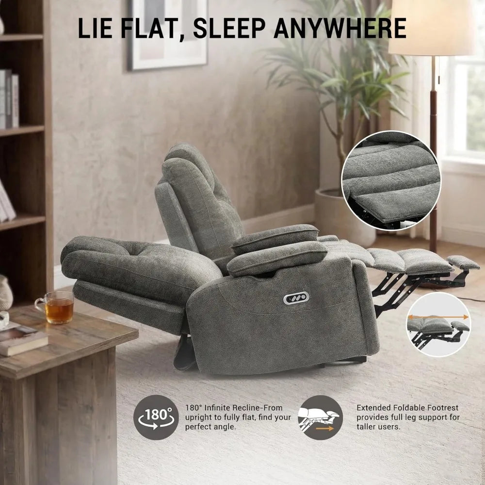 Oversized Recliner Power Lift Chair for Elderly Big Tall, Zero-Gravity Dual Motor Power Recliner Sofa, 350lbs Heavy, Customized