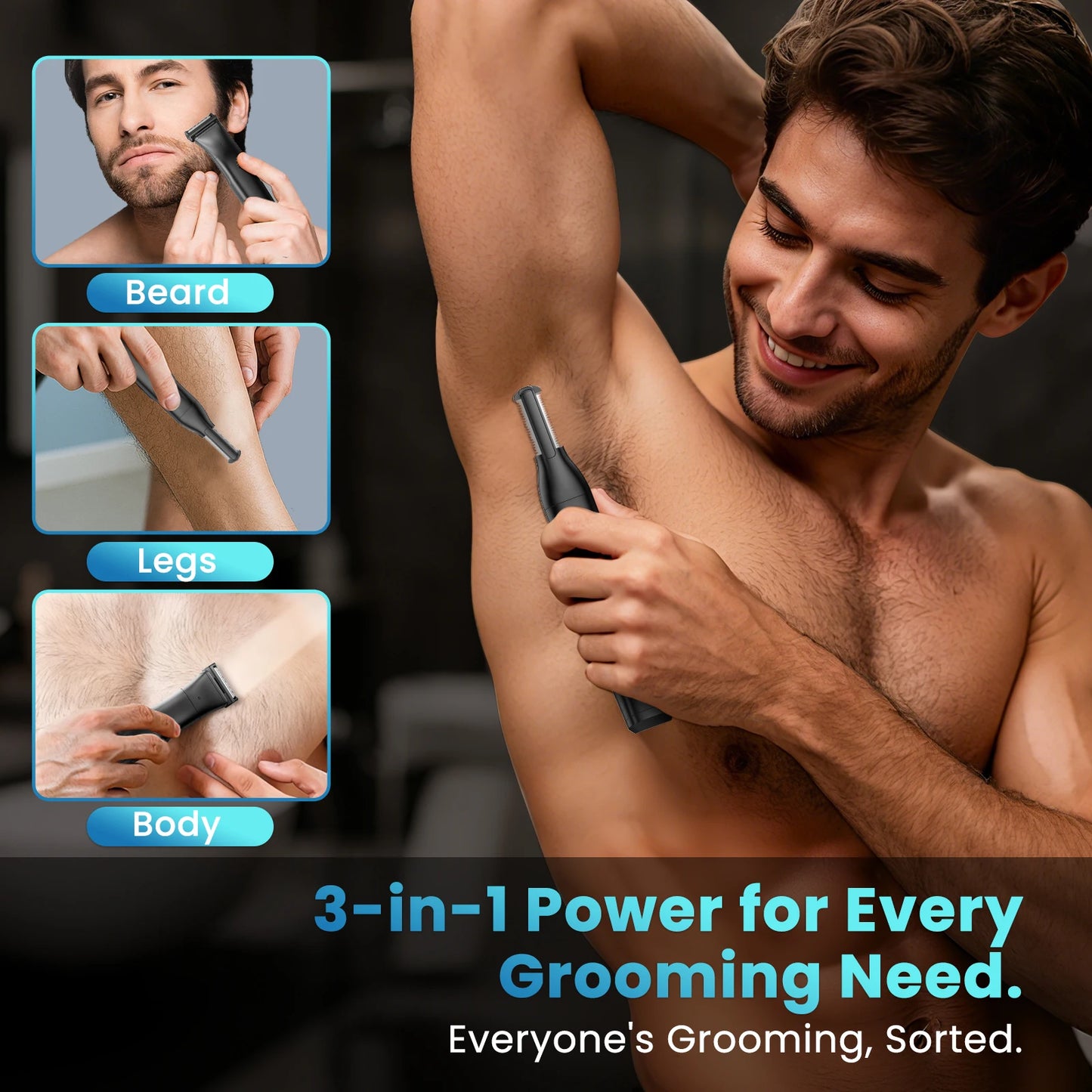 MAXGROOM 3 In 1 Body Hair Trimmer Shaver IPX6 Waterproof